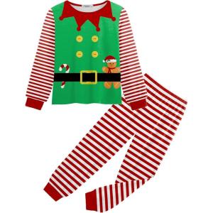 Arshiner Girls 2 Piece Outfits Fashion Tracksuits Long Sleeve Pullover Sweatshirt and Sweatpants Jogger Set with Pockets(Green&red Stripe)