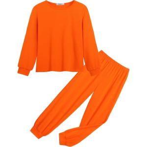 Arshiner Girls 2 Piece Outfits Fashion Tracksuits Long Sleeve Pullover Sweatshirt and Sweatpants Jogger Set with Pockets(Orange)