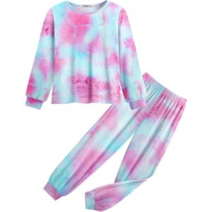 Arshiner Girls 2 Piece Outfits Fashion Tracksuits Long Sleeve Pullover Sweatshirt and Sweatpants Jogger Set with Pockets(Pink&blue)