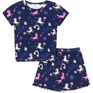Arshiner Girls 2-Piece Tie Dye Pajamas Set Trendy Lounge Set Kids Sleepwear(Animal)