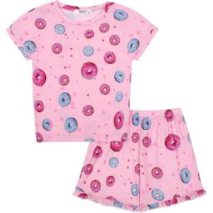Arshiner Girls 2-Piece Tie Dye Pajamas Set Trendy Lounge Set Kids Sleepwear(Donut)