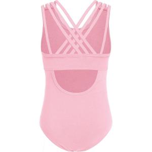 Arshiner Girls Ballet Leotards Dance Gymnastic Outfits Crisscross Straps Sleeveless Tank Dancewear(Pastel Pink)