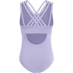 Arshiner Girls Ballet Leotards Dance Gymnastic Outfits Crisscross Straps Sleeveless Tank Dancewear(Purple)