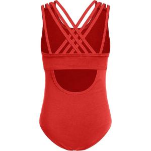 Arshiner Girls Ballet Leotards Dance Gymnastic Outfits Crisscross Straps Sleeveless Tank Dancewear(Red)