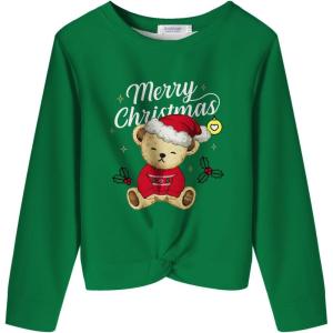 Arshiner Girls Casual Twist Front Lightweight Sweatshirt Tie Dye Printed Long Sleeve Crop Tops Pullover(Green-teddy)