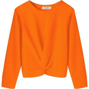 Arshiner Girls Casual Twist Front Lightweight Sweatshirt Tie Dye Printed Long Sleeve Crop Tops Pullover(Ogrange)