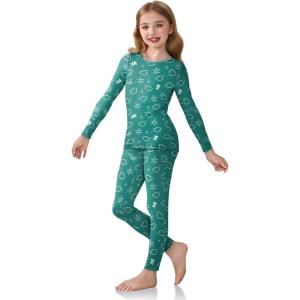 Arshiner Girls Clothes 2 Piece Fall Outfits Slim Long Sleeve Shirt and Leggings Set Kids Thermal Underwear sets(Teddy Green)