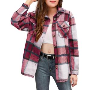 Arshiner Girls Flannel Plaid Jackets Button Down Long Sleeve Shirts Blouses Tops with Pockets Outfits(Grey Plaid)