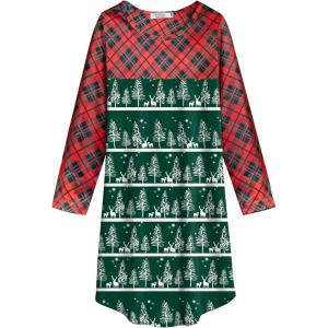 Arshiner Girls Nightgowns Long Sleeve Print Pajamas Nightdress for Kids Soft Sleep Wear Nighties(Christmas)