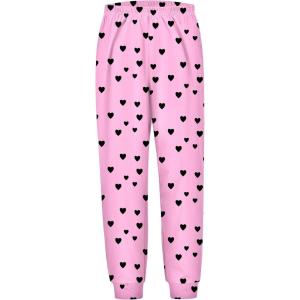 Arshiner Girls Pajama Pants Kids Plaid Pj Pants Comfy Lounge Sleepwear Bottoms with Pockets(Pink Heart)