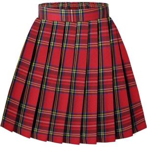 Arshiner Girls Pleated Skirt High Waisted Plaid A-line Skirts with Lining Shorts School Uniform