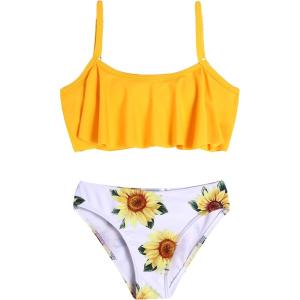 Arshiner Girls Swimsuit Two Pieces Bikini Set Ruffle Bathing Suits Flounced Tankini Swimwear(Pat5)