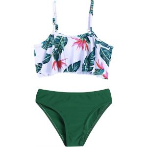 Arshiner Girls Swimsuit Two Pieces Bikini Set Ruffle Bathing Suits Flounced Tankini Swimwear(Pat7)