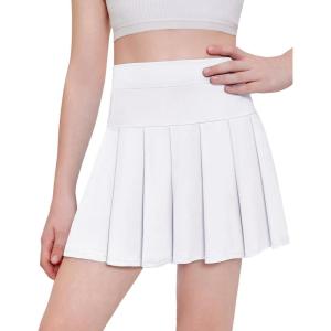 Arshiner Girl’s Tennis Skirts with Shorts Athletic Pleated Skirt Workout Performance Skorts with Pockets for Kids 4-13Y(#1-white)