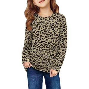 Arshiner Girls Unicorn Shirts Short Sleeve Flip Sequin T-Shirt Tops(Leopard Print)