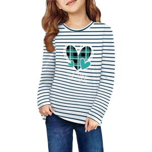 Arshiner Girls Unicorn Shirts Short Sleeve Flip Sequin T-Shirt Tops(Navy Blue Stripe)