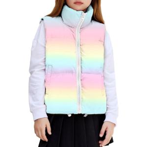 Arshiner Girls Winter Zipper Puffer Vest Lightweight Sleeveless Outwear Puffy Vests for 5-12 Years Old(A-ombre)