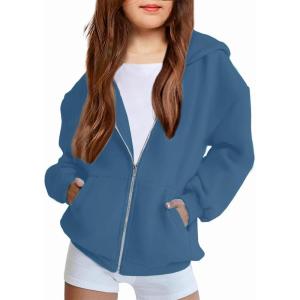 Arshiner Girls Zip Up Hoodies Teen Fleece Full-Zip Sweatshirts Jacket Casual Fall Hoodie with Pocket(Navy)