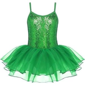 Arshiner Kid Girls Sparkly Sequin Ballet Leotards with Tutu Skirt Dance Dress Sleeveless Ballerina Outfits