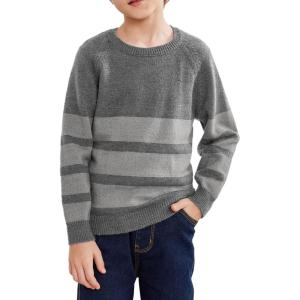 Arshiner Kids Boys Long Sleeve Sweater Knit Crewneck Pullover Striped Sweater for 5~13 Years(Gray)