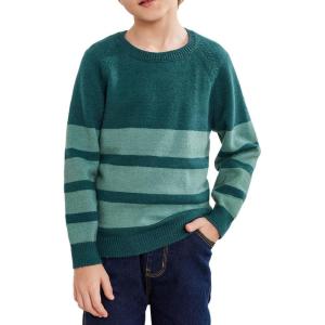 Arshiner Kids Boys Long Sleeve Sweater Knit Crewneck Pullover Striped Sweater for 5~13 Years(Green)