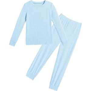 Arshiner Pajamas for Girls Long Sleeve Pants Sets Snug fit 2 Piece Pjs Set Soft Sleepwear(Blue)