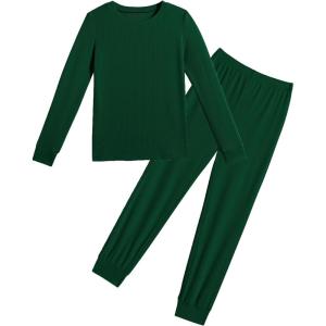Arshiner Pajamas for Girls Long Sleeve Pants Sets Snug fit 2 Piece Pjs Set Soft Sleepwear(Green)