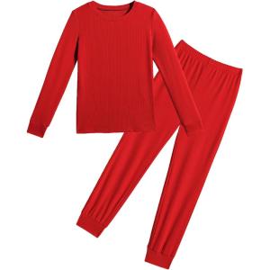 Arshiner Pajamas for Girls Long Sleeve Pants Sets Snug fit 2 Piece Pjs Set Soft Sleepwear(Red)