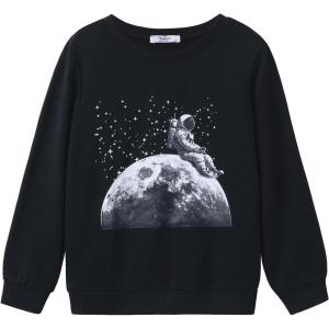 Arshiner Toddler Boy Crewneck Sweatshirt Long Sleeve Pullover Graphic Shirts for Kid Fall Tops Tees 2-10 Years(Black Astronaut)