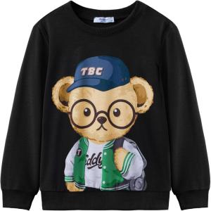 Arshiner Toddler Boy Crewneck Sweatshirt Long Sleeve Pullover Graphic Shirts for Kid Fall Tops Tees 2-10 Years(Black Teddy Bear)