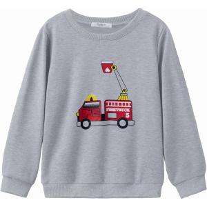 Arshiner Toddler Boy Crewneck Sweatshirt Long Sleeve Pullover Graphic Shirts for Kid Fall Tops Tees 2-10 Years(Grey Truck)