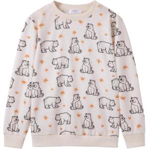 Arshiner Toddler Boy Crewneck Sweatshirt Long Sleeve Pullover Graphic Shirts for Kid Fall Tops Tees 2-10 Years(Light Khaki Bear)