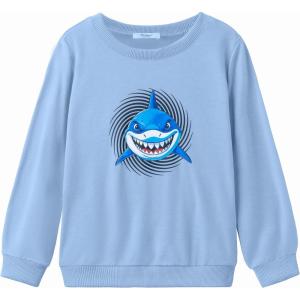Arshiner Toddler Boy Crewneck Sweatshirt Long Sleeve Pullover Graphic Shirts for Kid Fall Tops Tees 2-10 Years(White Shark)