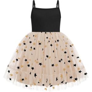 Arshiner Toddler Girls Tulle Dress Rainbow Tutu Birthday Princess Dresses Formal Photoshoot Outfit Summer Clothes 2-6T(Black – Star Tulle)