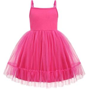 Arshiner Toddler Girls Tulle Dress Rainbow Tutu Birthday Princess Dresses Formal Photoshoot Outfit Summer Clothes 2-6T(Deep Pink)