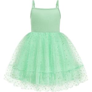 Arshiner Toddler Girls Tulle Dress Rainbow Tutu Birthday Princess Dresses Formal Photoshoot Outfit Summer Clothes 2-6T(Green – Heart Tulle)