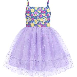 Arshiner Toddler Girls Tulle Dress Rainbow Tutu Birthday Princess Dresses Formal Photoshoot Outfit Summer Clothes 2-6T(Purple – Heart Tulle)