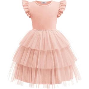 Arshiner Toddler Tutu Dress Girls Fluffy Tiered Summer Dresses Cute Party Tulle Sundress for Kids 2-7Y(Dark Pink)