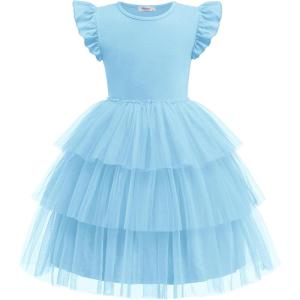 Arshiner Toddler Tutu Dress Girls Fluffy Tiered Summer Dresses Cute Party Tulle Sundress for Kids 2-7Y(Light Blue)