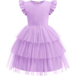 Arshiner Toddler Tutu Dress Girls Fluffy Tiered Summer Dresses Cute Party Tulle Sundress for Kids 2-7Y(Lilac)