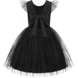 Arshiner Toddler Tutu Dress Little Girls Summer Tulle Backless Party Birthday Cotton Dresses 2-6Y(Black)