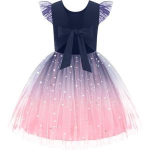 Arshiner Toddler Tutu Dress Little Girls Summer Tulle Backless Party Birthday Cotton Dresses 2-6Y(Blue Pink)
