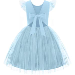 Arshiner Toddler Tutu Dress Little Girls Summer Tulle Backless Party Birthday Cotton Dresses 2-6Y(Light Blue)