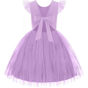 Arshiner Toddler Tutu Dress Little Girls Summer Tulle Backless Party Birthday Cotton Dresses 2-6Y(Lilac)