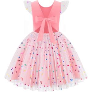 Arshiner Toddler Tutu Dress Little Girls Summer Tulle Backless Party Birthday Cotton Dresses 2-6Y(Orange Pink)