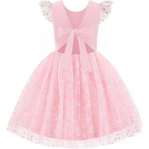 Arshiner Toddler Tutu Dress Little Girls Summer Tulle Backless Party Birthday Cotton Dresses 2-6Y(Pink Flower)