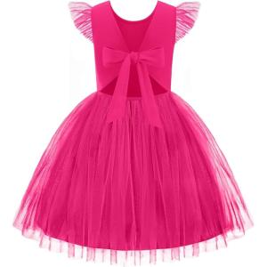 Arshiner Toddler Tutu Dress Little Girls Summer Tulle Backless Party Birthday Cotton Dresses 2-6Y(Rose Red)