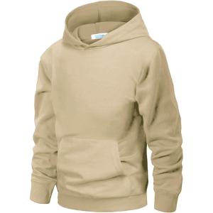 Arshiner Unisex Kids Soft Pullover Hooded Sweatshirt with Pocket Basic Hoodies Sportswear Age 4-13 Years(Beige)