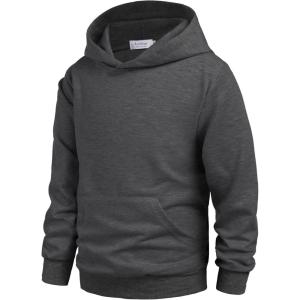 Arshiner Unisex Kids Soft Pullover Hooded Sweatshirt with Pocket Basic Hoodies Sportswear Age 4-13 Years(Dark Gray)