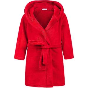 Kids Boys Girls Flannel Bathrobes Soft Hooded Robes